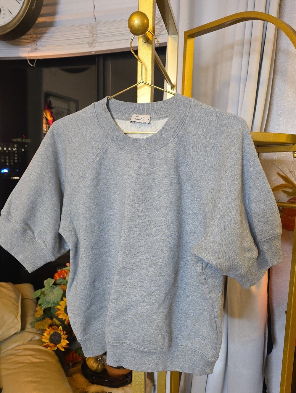 AYR Short Sleeve Crewneck Sweater in Heather Gray